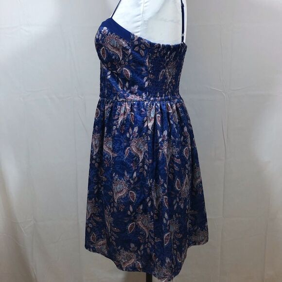 Xhilaration Blue Patterned Dress in a Floral Burnout Pattern - Picture 3 of 14